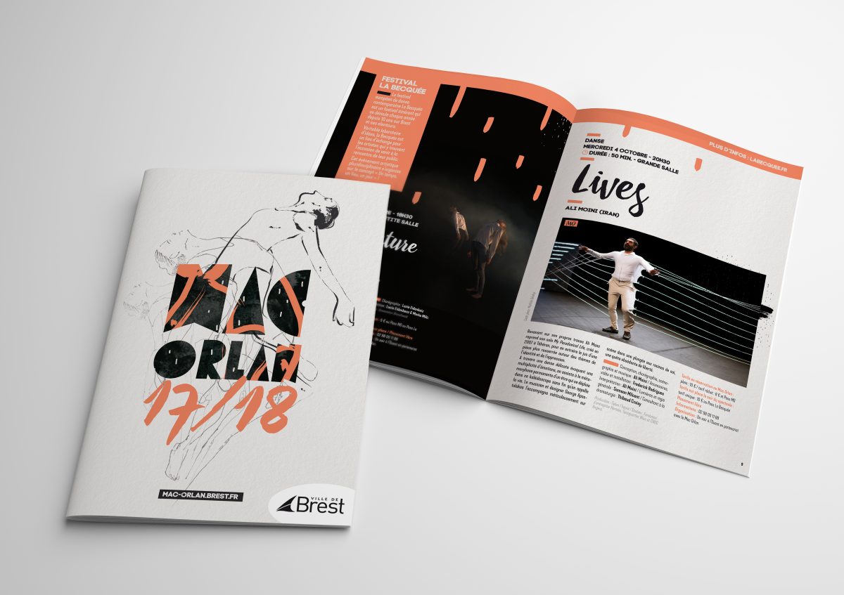 Blank opened 3D illustration magazine mock-up with cover